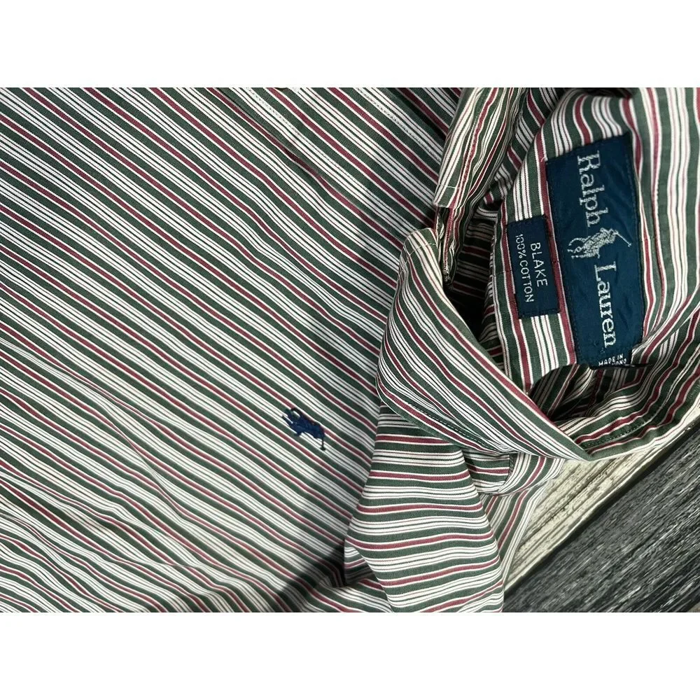 Ralph Lauren‎ Men's Blake 100% Cotton Long Sleeve Button-Down Shirt Xl Striped